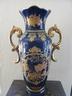 Blue and gold painted porcelain vase