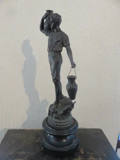 Le Porteur D&#39;eau spelter figure of a man carrying water