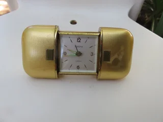 Europa gold plated travel alarm clock