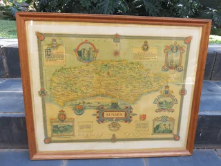 Ernest Clegg World War II era map of the county of Sussex