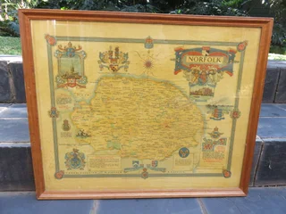 Ernest Clegg World War II era map of the county of Norfolk