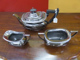 Three Piece Black Anodised Tea Set