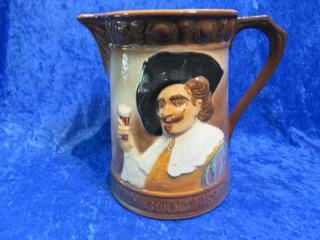 Falcon Ware &#34;Cavalier&#34; hand painted jug and bowl.