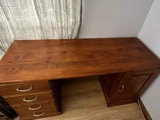 Solid pine darkwood stained study desk