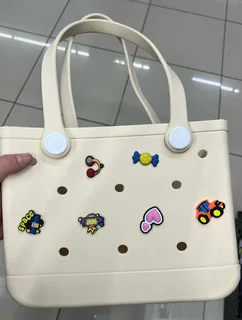  EVA Tote Bag with Cartoon Charms – Lightweight &amp; Washable