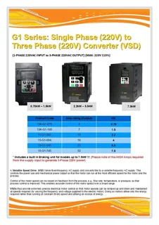 VSD's 220V Single phase to 220V Three phase for motors and pumps