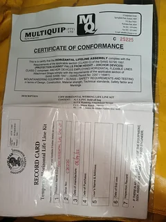 Multiquip 50 m Horizontal Lifeline Kit – Brand New, Never Used