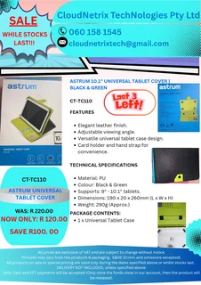 Astrum 10.1" Universal Tablet Cover | Black & Green