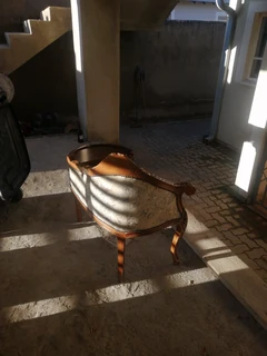 Antique phone chair n table upholstered. Make me an offer it&#39;s a classic.