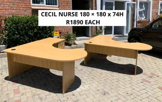 EXCELLENT QUALITY CECIL NURSE L SHAPE DESKS FOR SALE