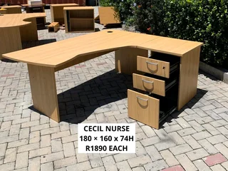 EXCELLENT QUALITY CECIL NURSE L SHAPE DESKS