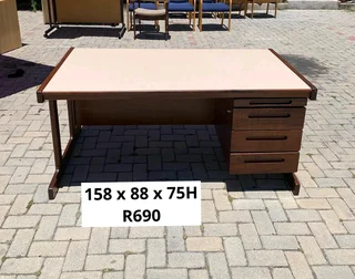 Partly Real Imbuia Wood Desk For Sale
