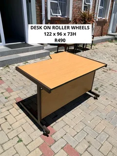 DESK TABLE ON ROLLER WHEELS FOR SALE