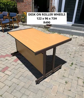 DESK TABLE ON ROLLER WHEELS FOR SALE