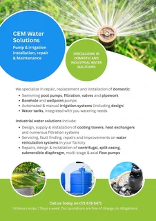 CEM Water Solutions: Pump & irrigation installation, repair & maintenance.