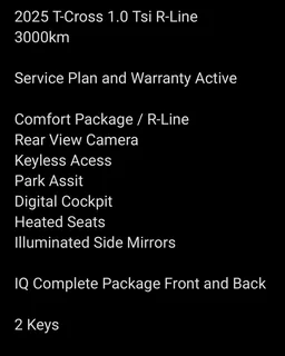 2025 T-Cross R-line 1.0 Tsi DSG 4500km