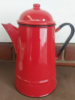 Red Enamel Coffee Pot.