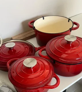 Red Cast Iron Pots