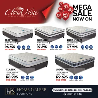 Mega Sale Now On! Selected Cloud Nine Bed Sets and Mattresses