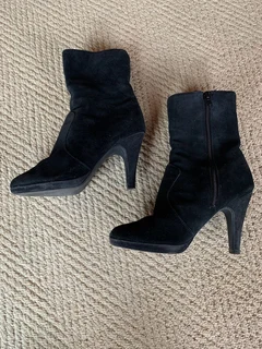 Black ankle boots - real suede