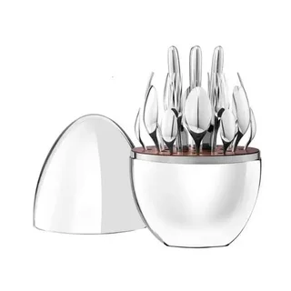 Perfect Dealz 24pcs Egg Shaped Stainless Steel Cutlery Set -Silver