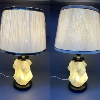 Perfect Dealz Modern Table Lamp with Sculpted Base and White Shade