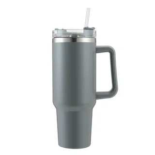 Perfect Dealz Stainless Steel Vacuum Flask with Straw 1.2L - Grey