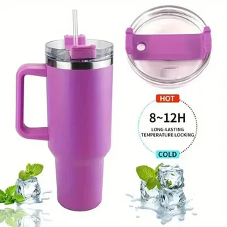 Perfect Dealz Stainless Steel Vacuum Flask with Straw 900ml - Purple