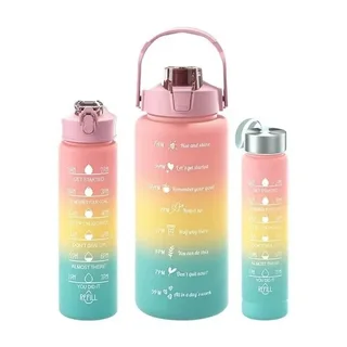 Perfect Dealz Set of 3 Motivational Water Bottles - Pink,Yellow  and Blue