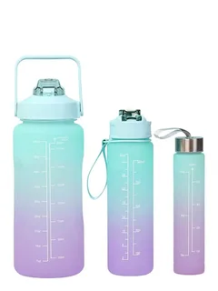 Perfect Dealz Set of 3 Motivational Water Bottles - Blue and Purple