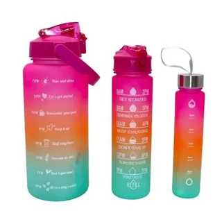 Perfect Dealz Set of 3 Motivational Water Bottles - Pink,Orange and Blue