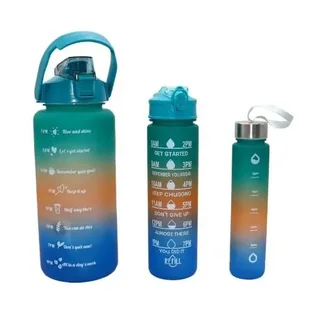 Perfect Dealz Set of 3 Motivational Water Bottles - Green, Orange and Blue