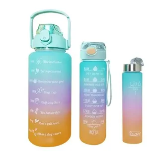 Perfect Dealz Set of 3 Motivational Water Bottles - Blue , Purple and Orange