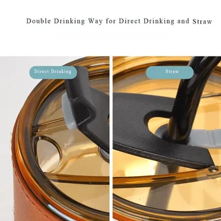 Perfect Dealz  400ml Coffee Cup Sipper Glass Tumbler with Lid and Straw