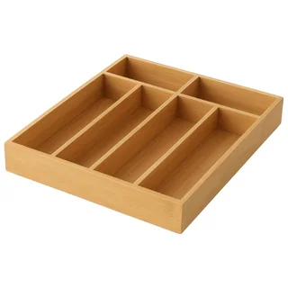 Perfect Dealz 6 Compartment Bamboo Drawer Organizer