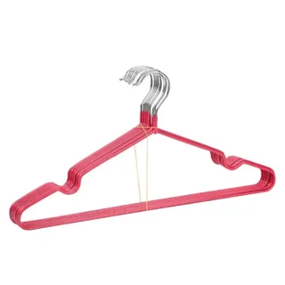 Perfect Dealz Pack of 10 PVC Coating Metal Wire Hanger - Pink