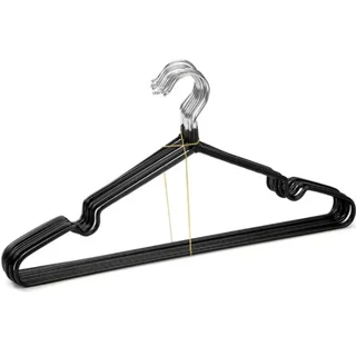 Perfect Dealz Pack of 10 PVC Coating Metal Wire Hanger - Black