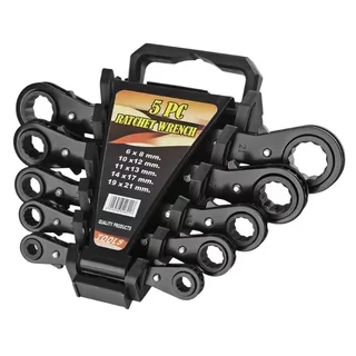 Perfect Dealz 5 Piece 2 Way Double Head Flat Ratchet Ring Wrench Set