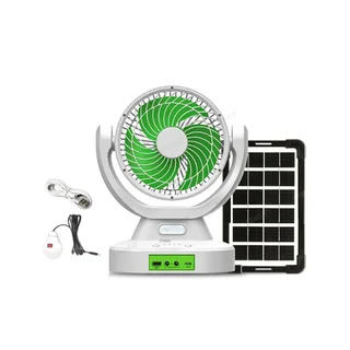 Perfect Dealz 7 Inches Portable Chargeable Fan with Led Light and Solar Panel