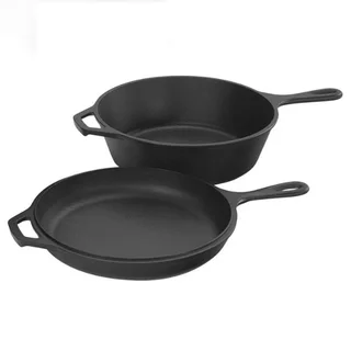 Perfect Dealz 2 in 1 Cast Iron Pot Pan with Skillet Lid