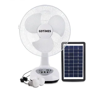 Perfect Dealz 12 inch Rechargeable Solar Table Fan with LED Emergency Lights