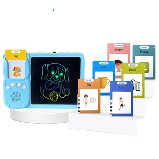 Perfect Dealz LCD Writing Tablet Board Pad with Talking Flash Cards - Blue
