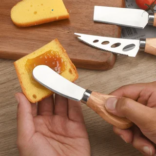 Perfect Dealz 6 Piece Steel Stainless Cheese Knife Set with Wooden Handle
