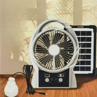 Perfect Dealz 6 Inch Portable Rechargeable Fan with LED Light and Solar Panel
