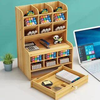 Perfect Dealz DIY Wooden Desktop Pen Holder and Drawer