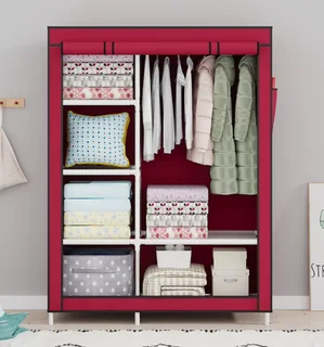 Perfect Dealz 6 Compartment DIY Detachable Lightweight Metal Closet Wardrobe Organizer - Red