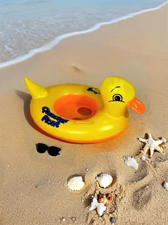 Perfect Dealz Baby Inflatable Yellow Duck Floating Ring with Handles