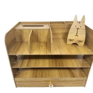 Perfect Dealz Wooden Desktop Organizer with Drawer and Phone Holder