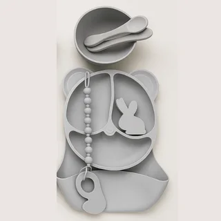 Perfect Dealz 10 Piece Silicone Baby Feeding Set - Grey
