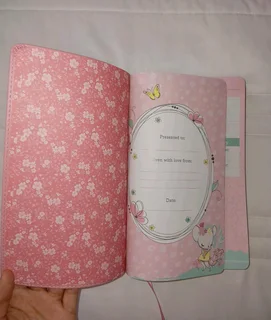 NLT Faux Leather Pink Deer Baby Dedication/Baptism Bible